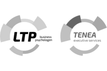 Logos of LTP business psychologen and TENEA executive services, displayed side by side with circular graphic elements surrounding each company name. Logos of LTP business psychologen and TENEA executive services, displayed side by side with circular graphic elements surrounding each company name.